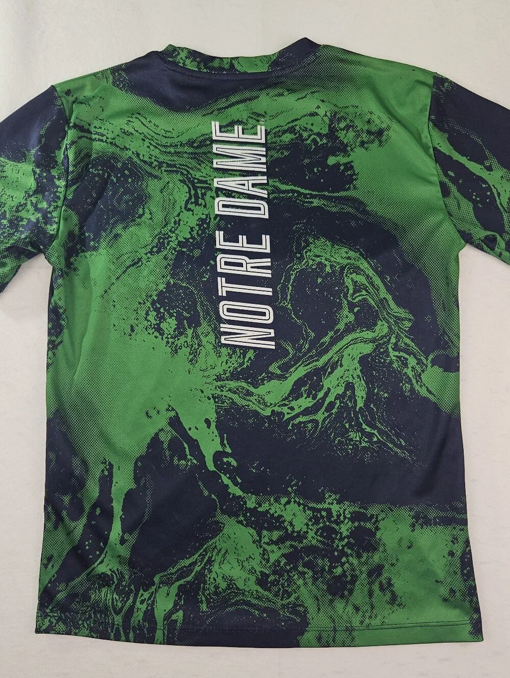 Gen2 Notre Dame Fighting Irish Boys 10-12 Green & Navy Marbled Athletic T-Shirt